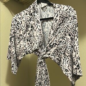 Leopard Print Tie-Front Top